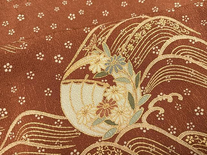 平和屋着物●訪問着　立波花文　暈し染め　金彩　正絹　逸品　AABH8288ph