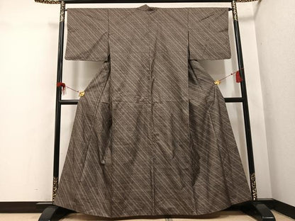 平和屋着物●本場大島紬　カタス9マルキ　斜縞　正絹　逸品　AABH8290ph