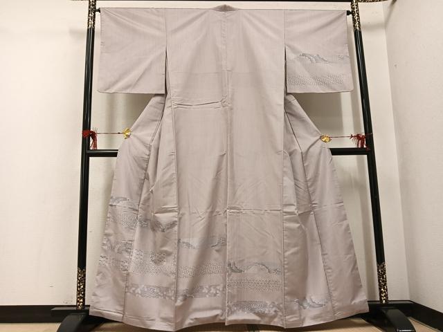 平和屋着物●訪問着　紬　流水花文　さが美扱い　正絹　逸品　AABH8292ph