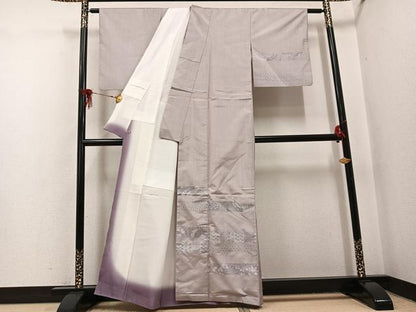 平和屋着物●訪問着　紬　流水花文　さが美扱い　正絹　逸品　AABH8292ph