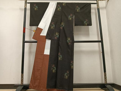 平和屋着物●本場大島紬　古代染色純泥染め　地空き　カタス9マルキ　美紀大島謹製　証紙付き　正絹　逸品　未使用　AABH8296ph