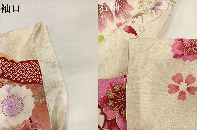 平和屋着物●豪華振袖　刺繍　花蝶文　銀彩　銀通し地　正絹　逸品　AABH8306ph