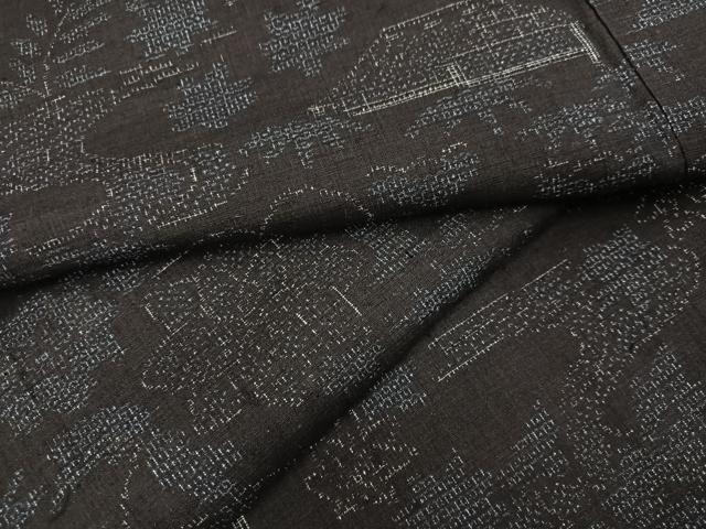 平和屋着物●本場結城紬　重要無形文化財　100亀甲　風景草花文　三越扱い　正絹　逸品　AABH8314ph