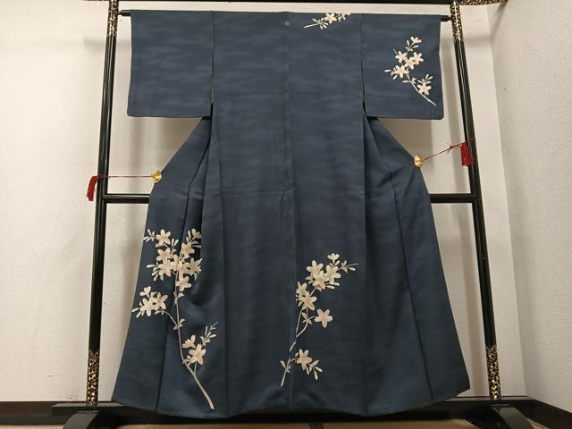 平和屋着物●訪問着　駒刺繍　枝桜文　暈し染め　金彩　正絹　逸品　AABH8317ph