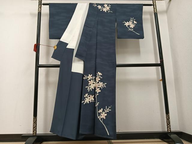 平和屋着物●訪問着　駒刺繍　枝桜文　暈し染め　金彩　正絹　逸品　AABH8317ph