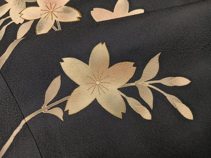 平和屋着物●訪問着　駒刺繍　枝桜文　暈し染め　金彩　正絹　逸品　AABH8317ph
