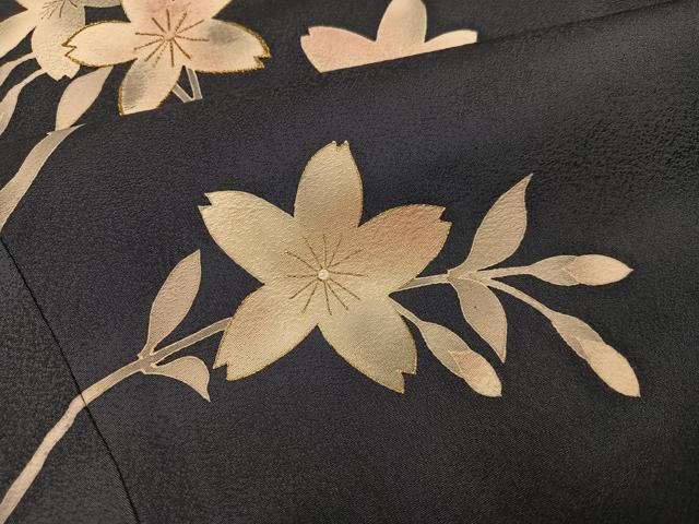 平和屋着物●訪問着　駒刺繍　枝桜文　暈し染め　金彩　正絹　逸品　AABH8317ph