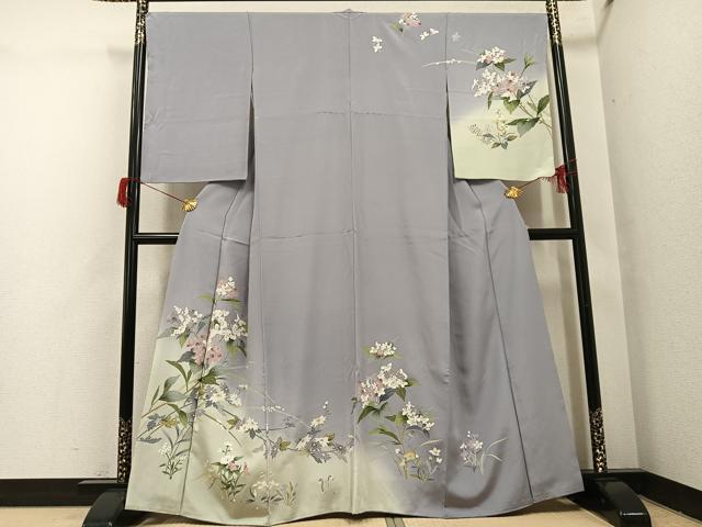 平和屋着物●訪問着　友禅　草花文　暈し染め　正絹　逸品　AABH8321ph