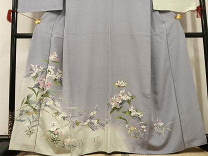 平和屋着物●訪問着　友禅　草花文　暈し染め　正絹　逸品　AABH8321ph