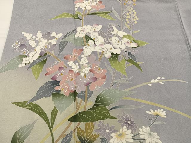 平和屋着物●訪問着　友禅　草花文　暈し染め　正絹　逸品　AABH8321ph
