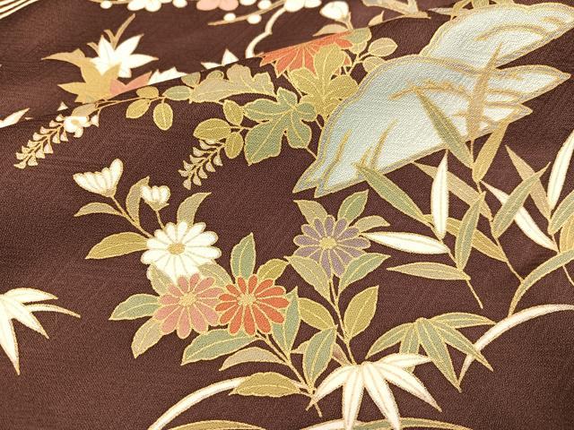 平和屋着物●訪問着　松竹梅　流水草花文　金彩　三越扱い　正絹　逸品　AABH8322ph