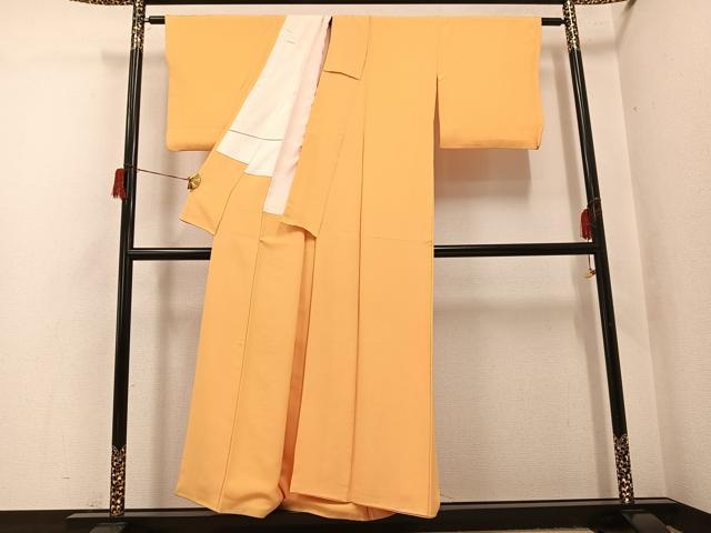 平和屋着物●上質な色無地　柑子色　正絹　逸品　AABH8325ph 平和屋着物○上質な色無地 柑子色 正絹 逸品 AABH8325ph
