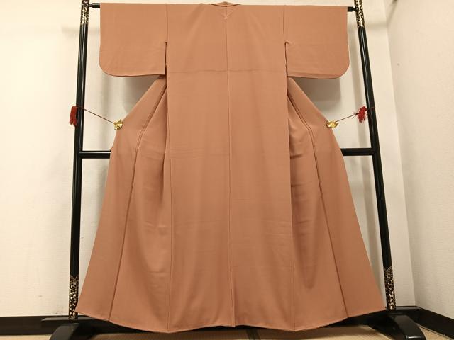 平和屋着物●上質な色無地　駱駝色　正絹　逸品　AABH8326ph 平和屋着物○上質な色無地 駱駝色 正絹 逸品 AABH8326ph