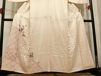 平和屋着物●訪問着　友禅　枝花籬文　正絹　逸品　AABH8327ph