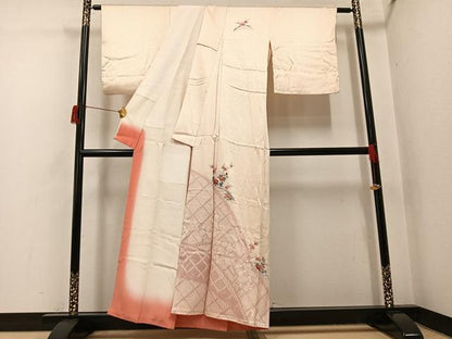 平和屋着物●訪問着　友禅　枝花籬文　正絹　逸品　AABH8327ph