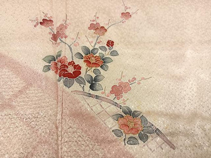 平和屋着物●訪問着　友禅　枝花籬文　正絹　逸品　AABH8327ph