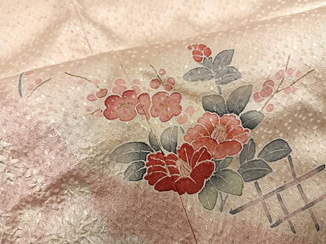 平和屋着物●訪問着　友禅　枝花籬文　正絹　逸品　AABH8327ph
