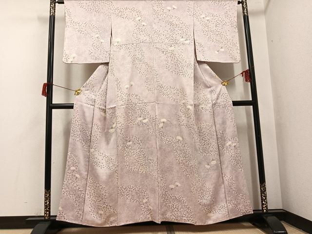 平和屋着物●上質な小紋　絞り　舞扇文　正絹　逸品　AABH8328ph