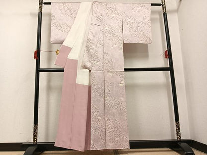 平和屋着物●上質な小紋　絞り　舞扇文　正絹　逸品　AABH8328ph