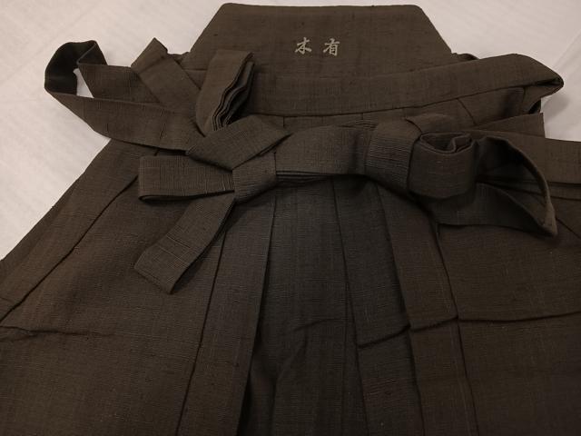 平和屋着物○男性 馬乗り袴 色無地 赤墨色 正絹 逸品 AABH8331ph