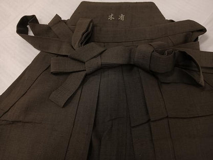 平和屋着物●男性　馬乗り袴　色無地　赤墨色　正絹　逸品　AABH8331ph