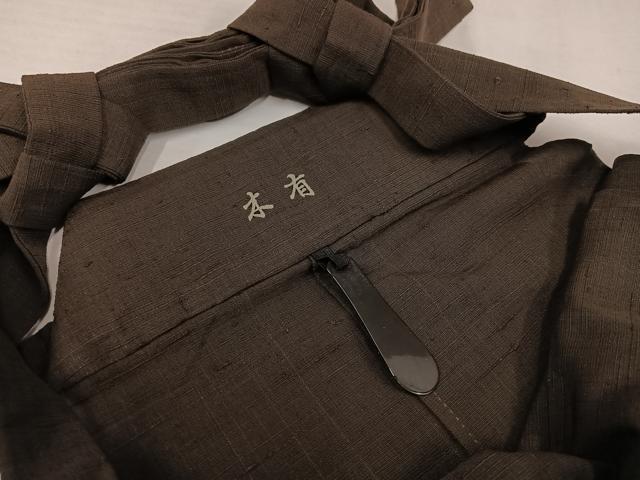 平和屋着物○男性 馬乗り袴 色無地 赤墨色 正絹 逸品 AABH8331ph