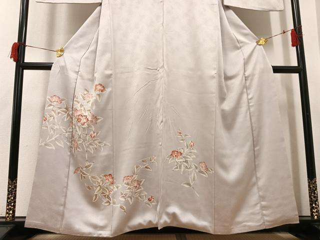平和屋着物●訪問着　刺繍　草花文　正絹　逸品　AABH8335ph