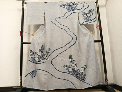 平和屋着物●訪問着　絞り　草花文　三越扱い　正絹　逸品　AABH8337ph