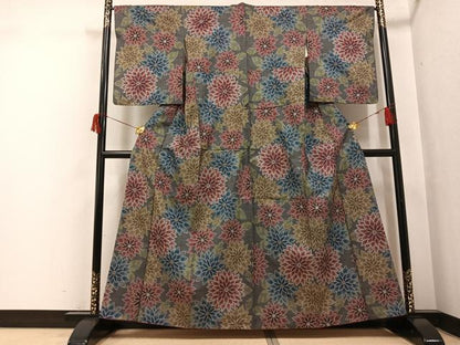 平和屋着物●本場大島紬　一元7マルキ　花尽くし　正絹　逸品　AABH8338ph