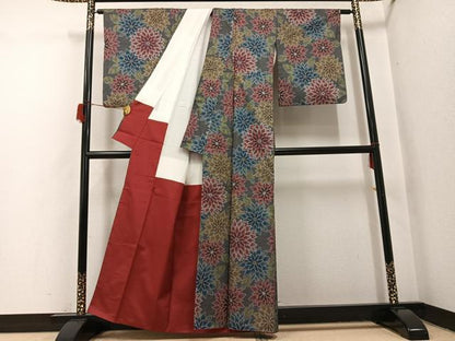 平和屋着物●本場大島紬　一元7マルキ　花尽くし　正絹　逸品　AABH8338ph