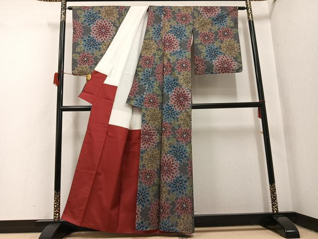 平和屋着物●本場大島紬　一元7マルキ　花尽くし　正絹　逸品　AABH8338ph