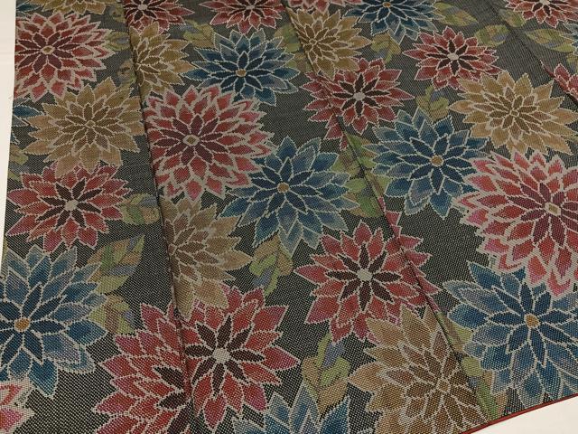 平和屋着物●本場大島紬　一元7マルキ　花尽くし　正絹　逸品　AABH8338ph