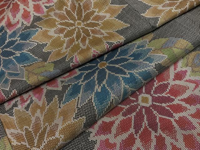 平和屋着物●本場大島紬　一元7マルキ　花尽くし　正絹　逸品　AABH8338ph