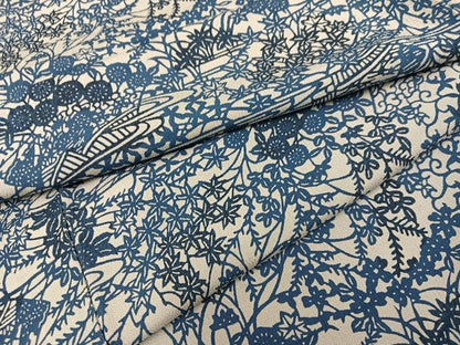 平和屋着物●上質な小紋　本藍　型染め　草花文　三越扱い　正絹　逸品　AABH8341ph