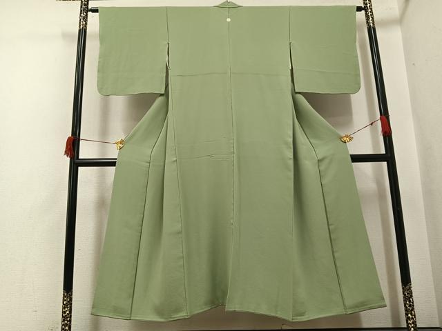 平和屋着物●上質な色無地　柳茶色　正絹　逸品　AABH8342ph