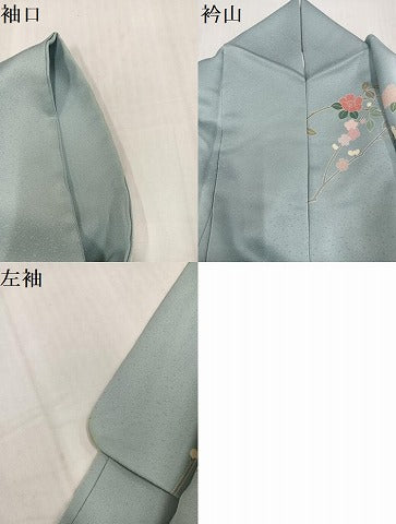 平和屋着物●訪問着　友禅　枝花文　暈し染め　正絹　逸品　AABH8344ph