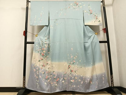 平和屋着物●訪問着　友禅　枝花文　暈し染め　正絹　逸品　AABH8344ph