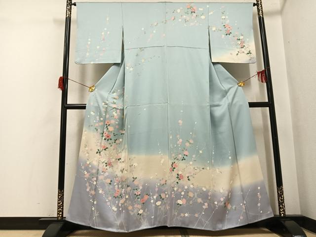平和屋着物●訪問着　友禅　枝花文　暈し染め　正絹　逸品　AABH8344ph