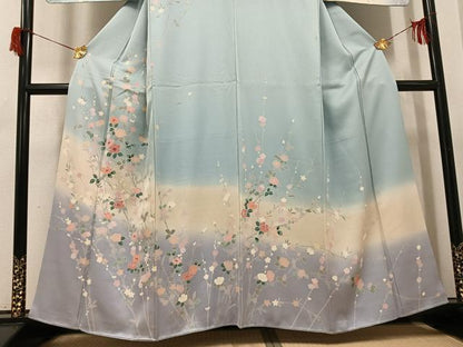平和屋着物●訪問着　友禅　枝花文　暈し染め　正絹　逸品　AABH8344ph