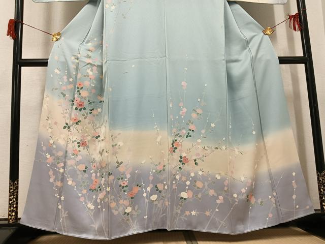 平和屋着物●訪問着　友禅　枝花文　暈し染め　正絹　逸品　AABH8344ph