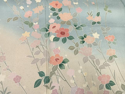 平和屋着物●訪問着　友禅　枝花文　暈し染め　正絹　逸品　AABH8344ph