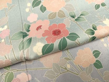 平和屋着物●訪問着　友禅　枝花文　暈し染め　正絹　逸品　AABH8344ph