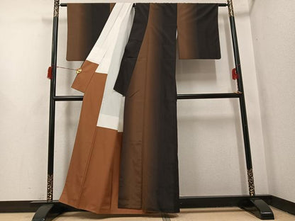 平和屋着物●上質な紬　霞文　正絹　逸品　AABH8346ph