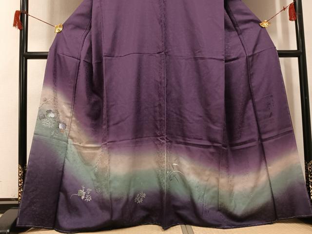 平和屋着物●訪問着　手描き　笹草文　暈し染め　金銀彩　正絹　逸品　未使用　AABH8349ph