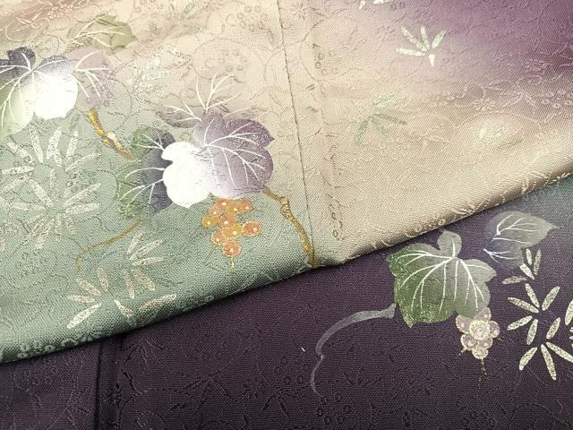 平和屋着物●訪問着　手描き　笹草文　暈し染め　金銀彩　正絹　逸品　未使用　AABH8349ph