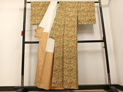平和屋着物●本場大島紬　染大島　風景草花文　正絹　逸品　AABH8351ph