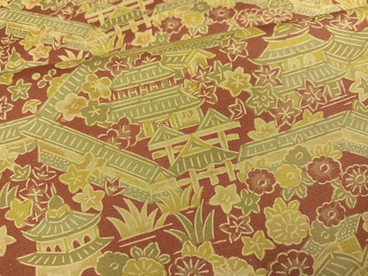 平和屋着物●本場大島紬　染大島　風景草花文　正絹　逸品　AABH8351ph
