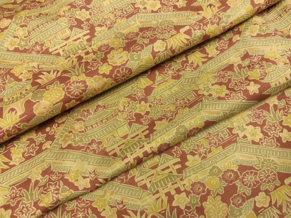 平和屋着物●本場大島紬　染大島　風景草花文　正絹　逸品　AABH8351ph