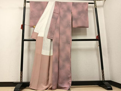 平和屋着物●上質な小紋　流水草花地紋　暈し染め　正絹　逸品　AABH8357ph