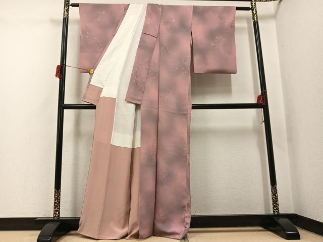 平和屋着物●上質な小紋　流水草花地紋　暈し染め　正絹　逸品　AABH8357ph